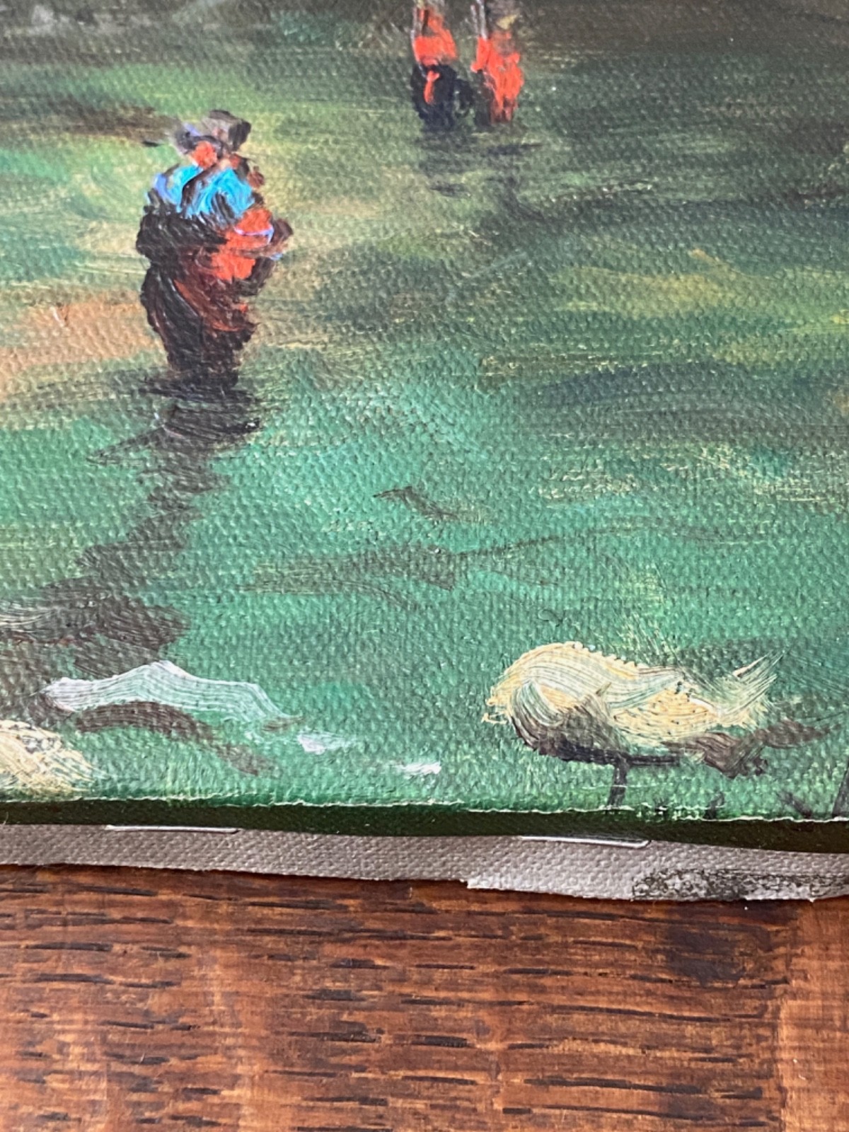 1980’s Oil Painting Landscape Fishing Theme 8x 10