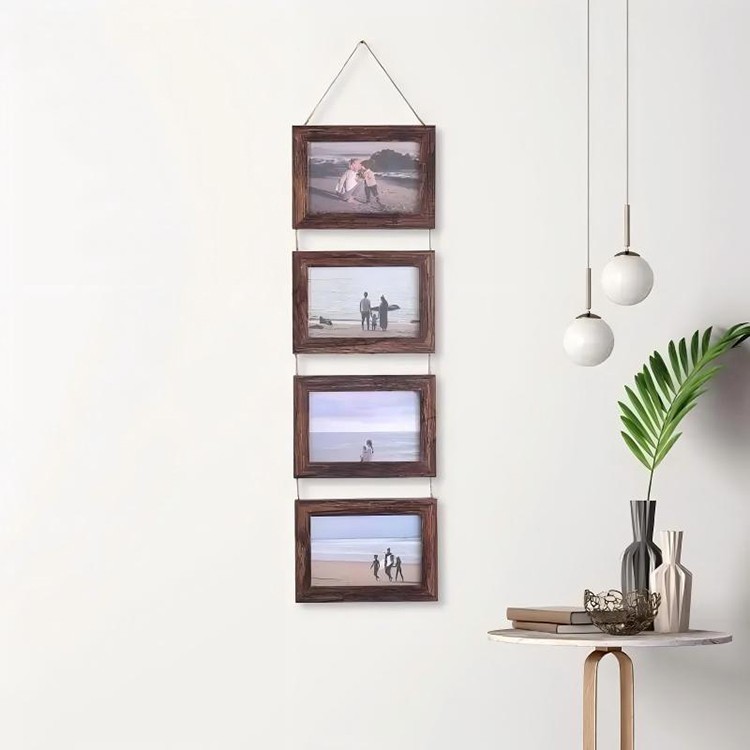 6 Inch Wood Grain Photo Frame Simple Wall Hanging Wall Mount Picture Painting