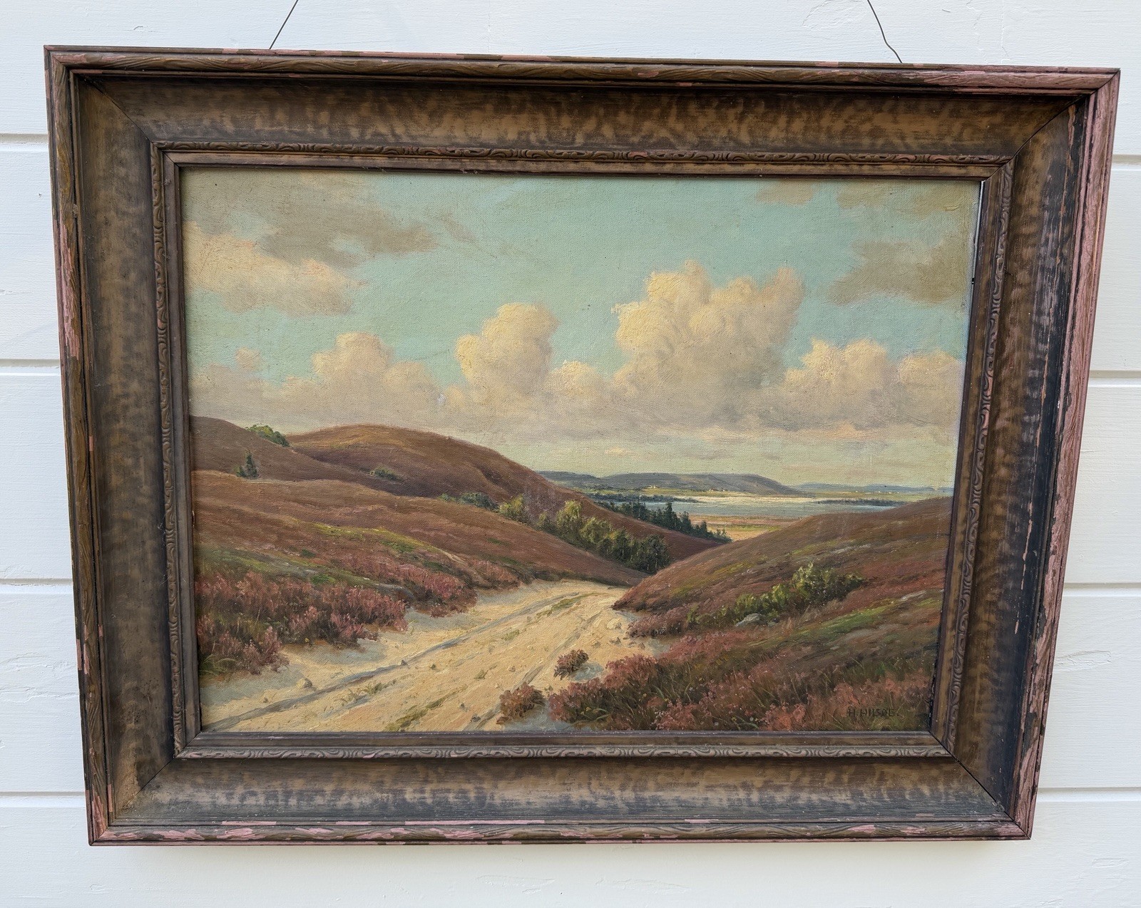 Antique Vintage Listed Hans Hilsoe 1871-1942 Landscape Seascape Oil Painting