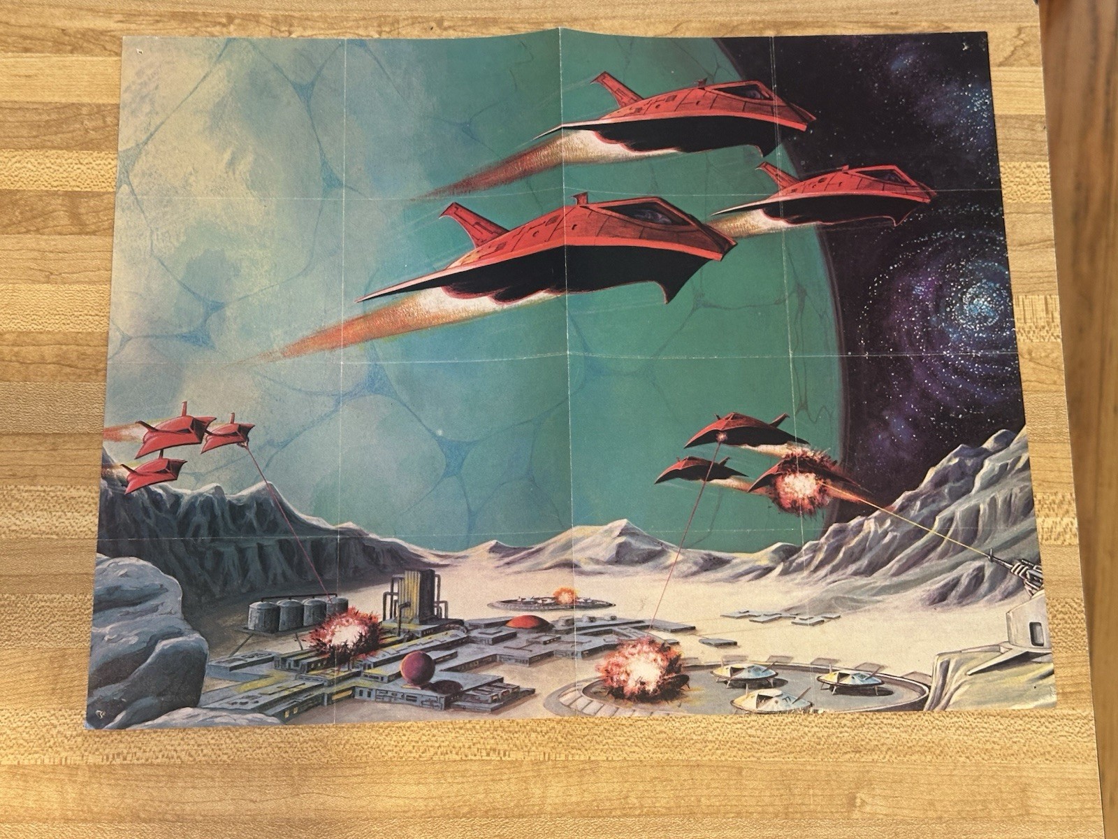 (2) Vintage Science Fiction Mini posters Moon man UFO mars Space Station