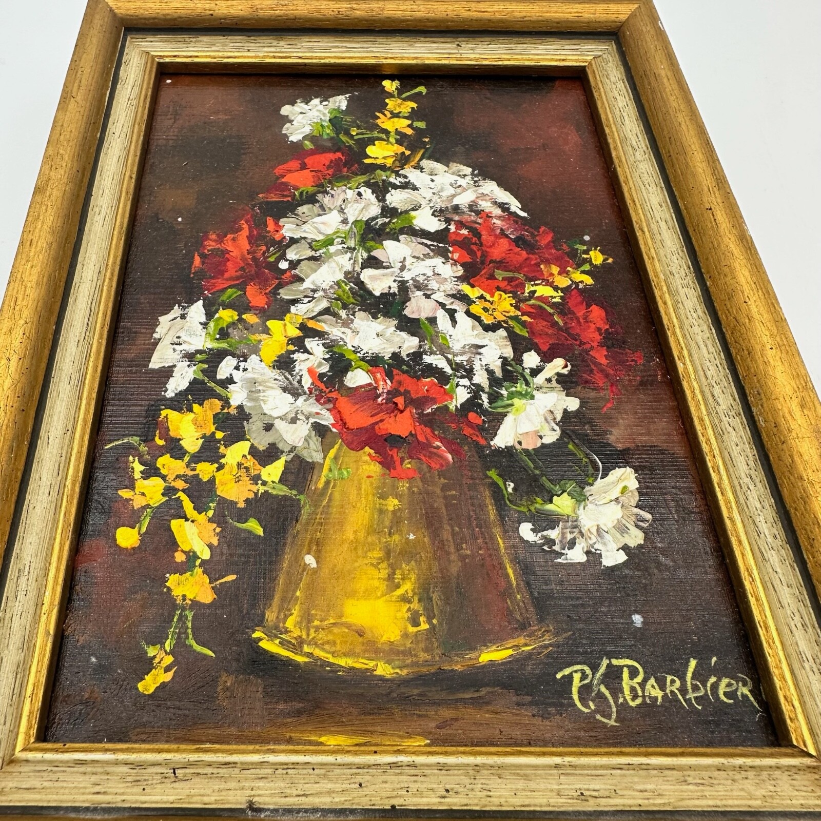 Vintage Oil Painting Floral Bouqet Signed and in Frame P.J. Barbieri