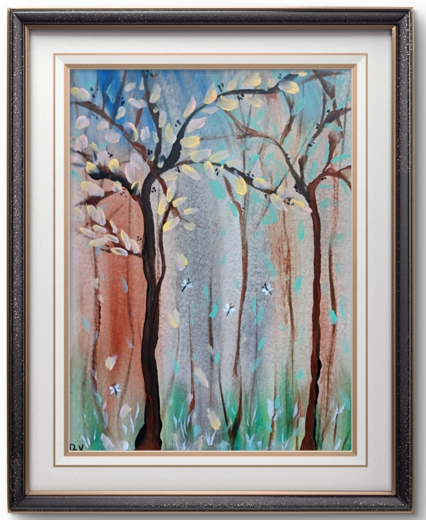 Twilight Forest 9×12 Thick Watercolor Paper Original Art Abstract Expressionism