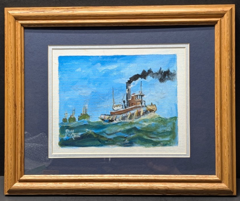 BILL PAXTON (1930-2007) Original Painting Tug Gulf of Maine 1921 Signed 8″x10″