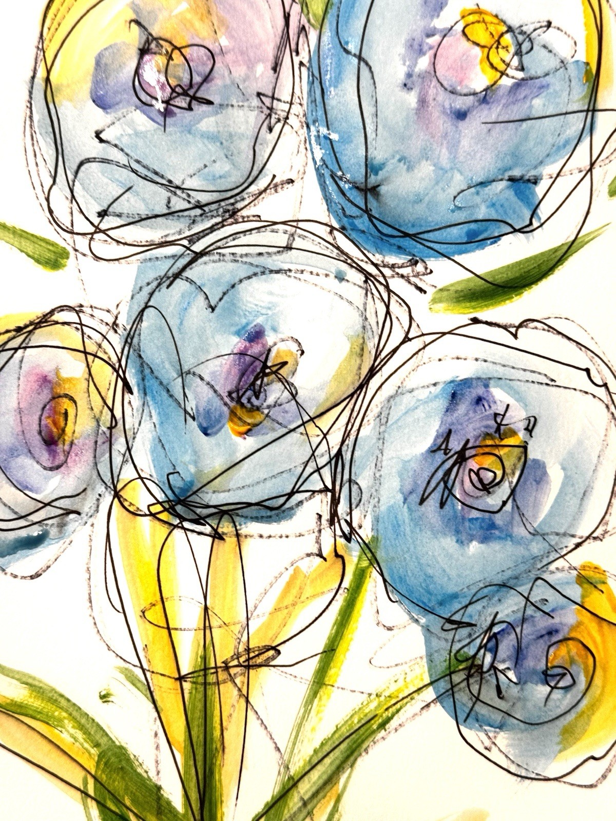 SAMATOWIC Original Abstract 9×12 Flowers Handmade Signed Fine Spring Art 18
