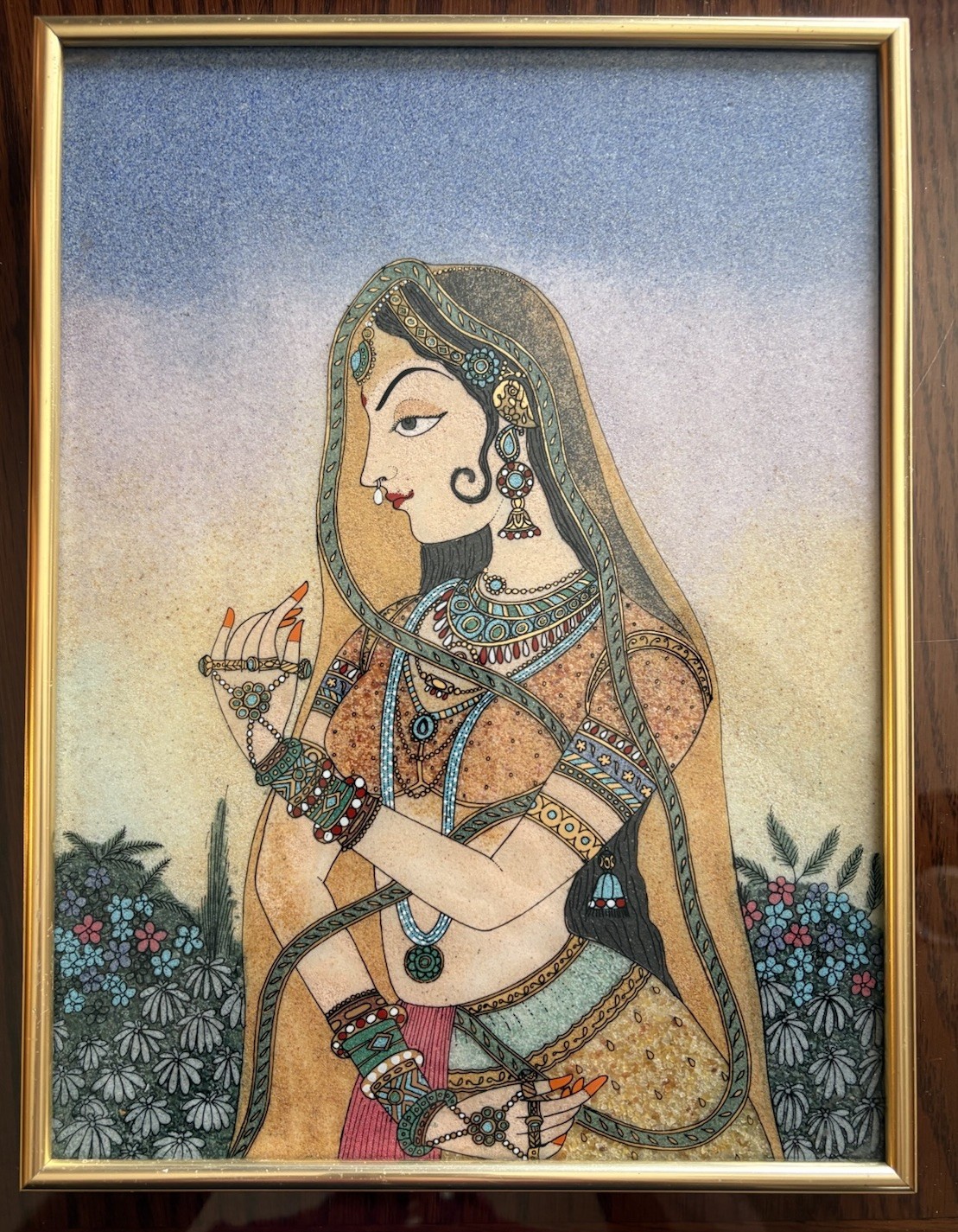 Vintage 9” X 12” Precious/Semi Precious Gemstone Painting
