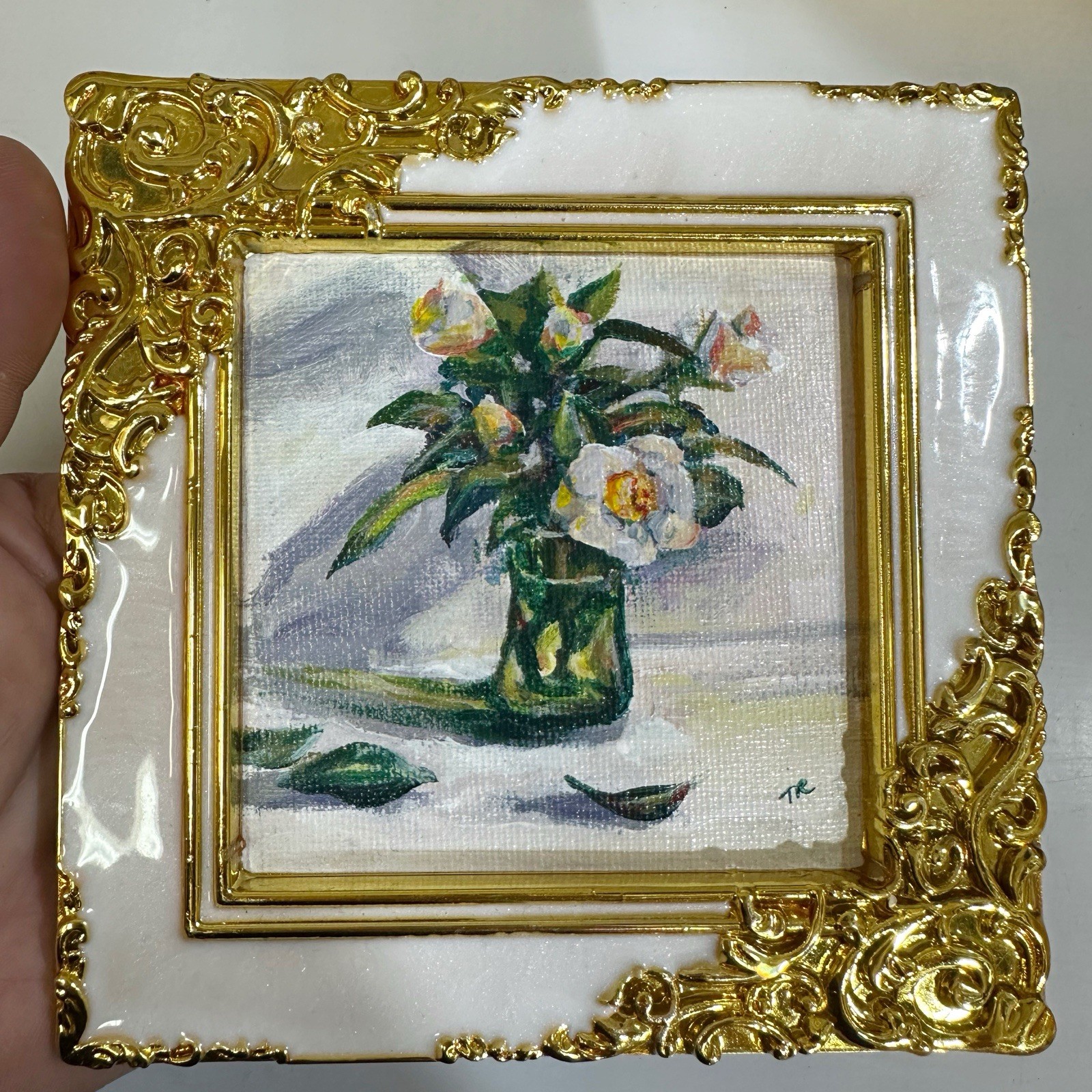 Original Painting Flowers Floral Art Acrylic Paint OOAK ACEO T.Rosen Saltentr