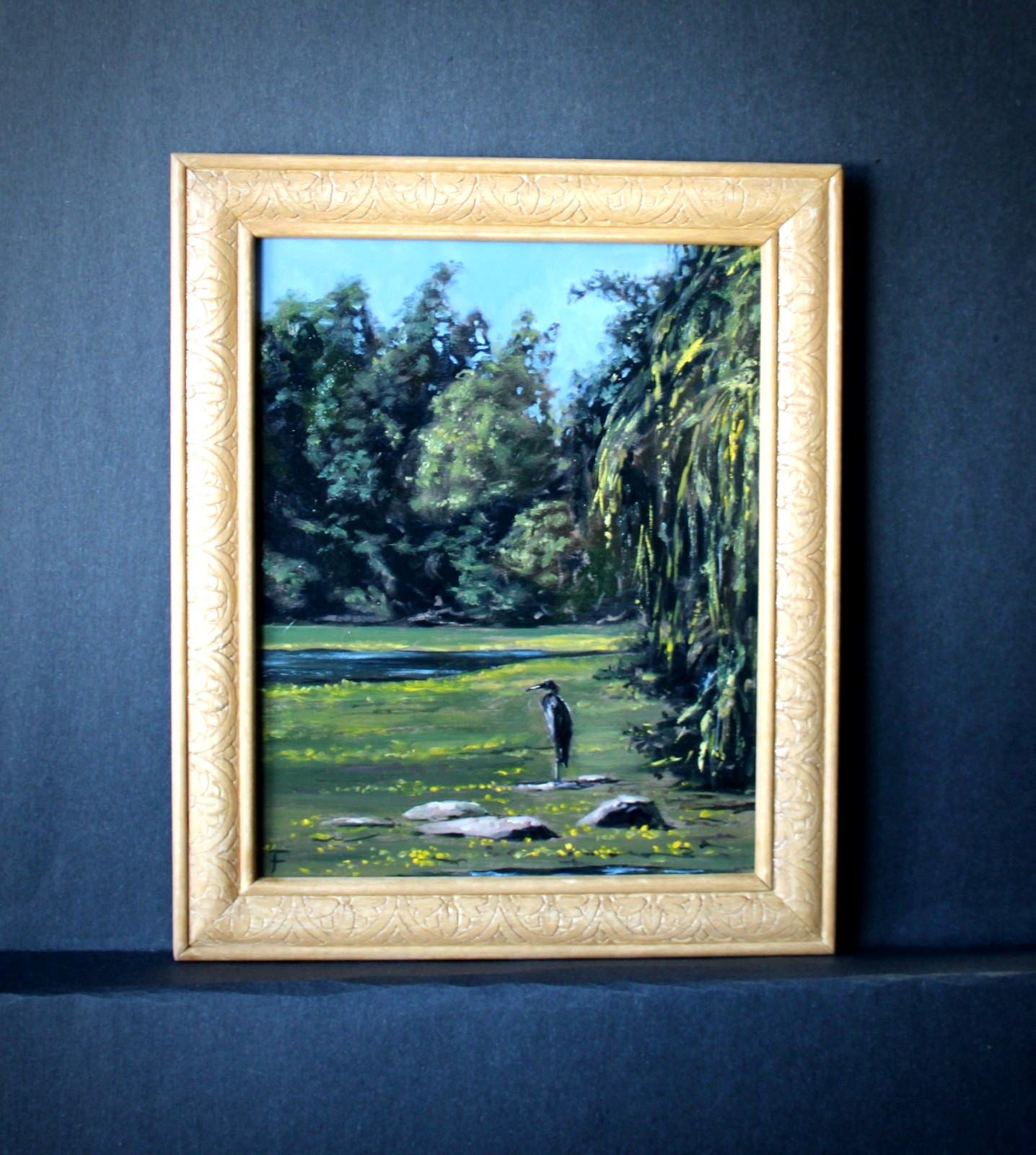 Original oil painting. Oil on board. Signed by artist. 8×10 in. framed