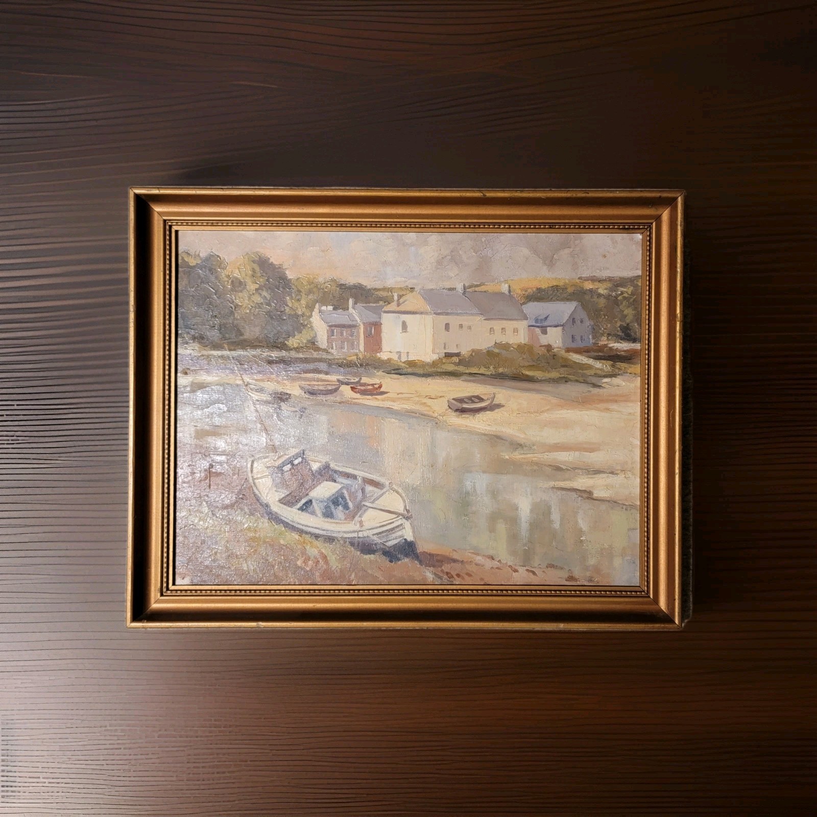 Art mid-20th century European fishing village landscapes By A. Dennis Johnton
