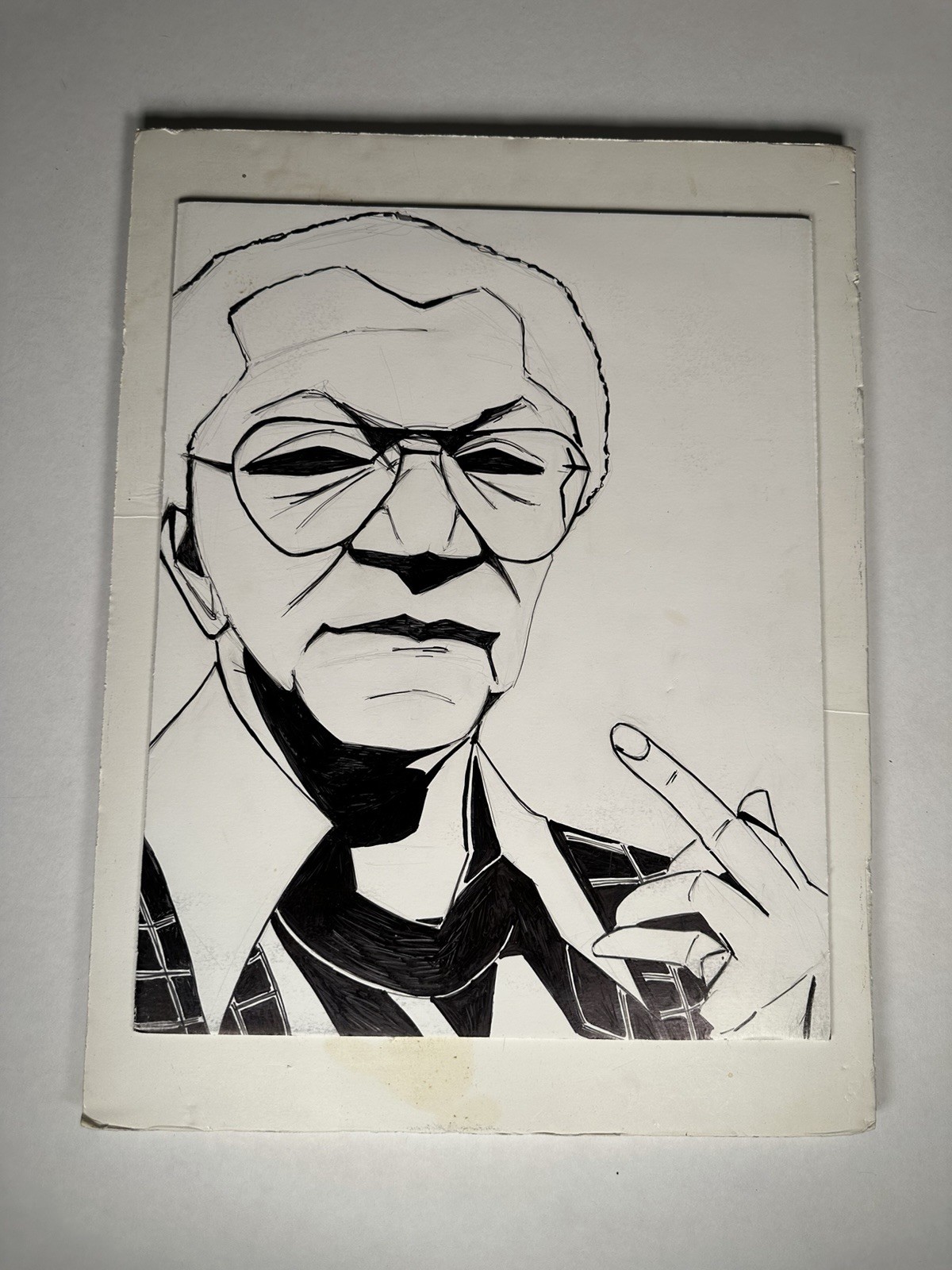 Original Black & White Portrait Artwork 15×20 Mounted on Foam Board OOAK