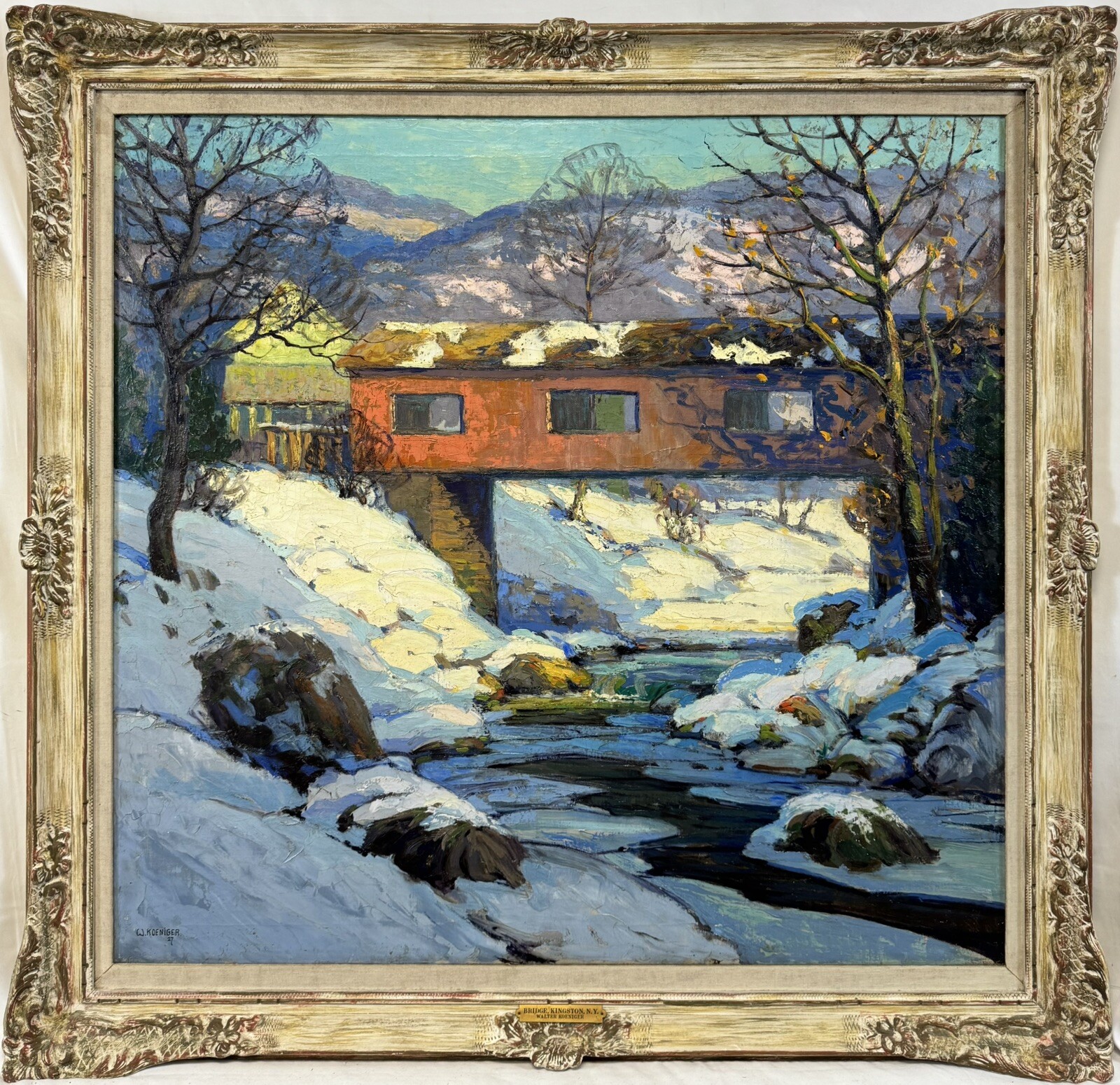 Exceptional Huge 1927 Walter Koeniger Winter Covered Bridge Kingston, New York