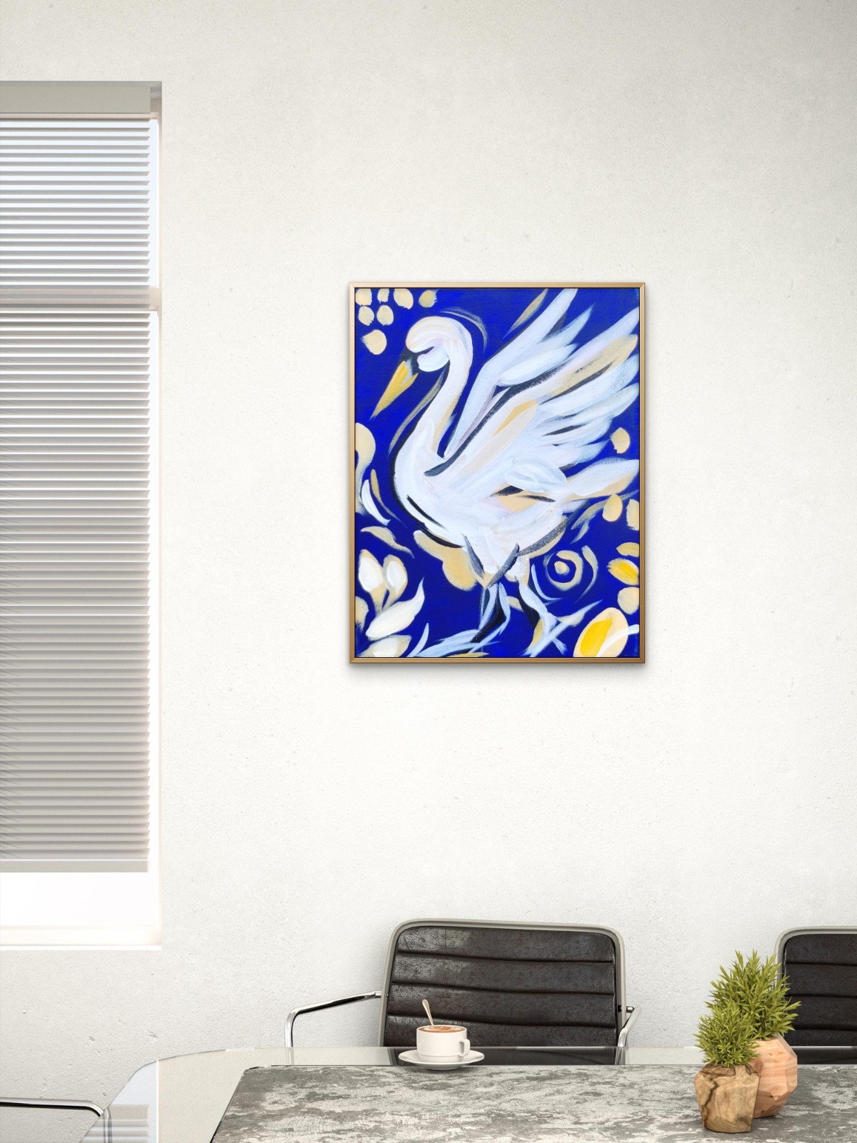 Contemporary Blue Bird 11×14 Acrylic Painting Original Wall Decor Hand Painted