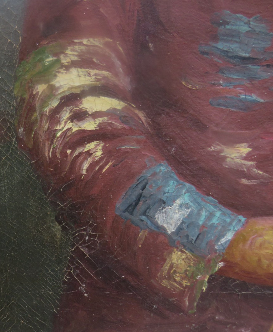 FRAMED OIL ON CANVAS PAINTING OF AN OLD MAN SIGNED