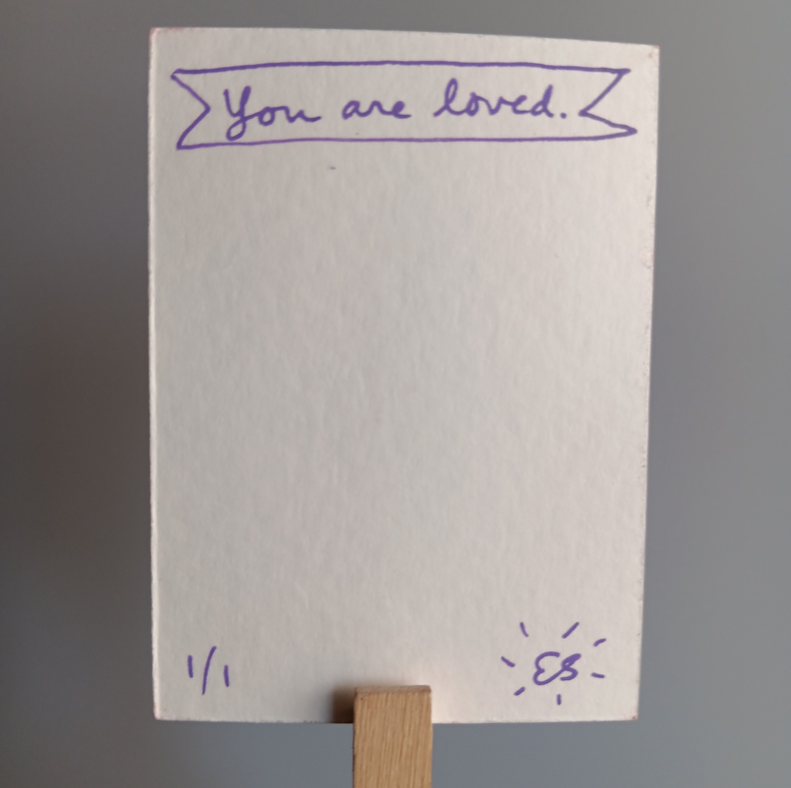 ❤️ACEO Original Painting Signed by Outsider Artist ES 2.5×3.5″ You are loved.