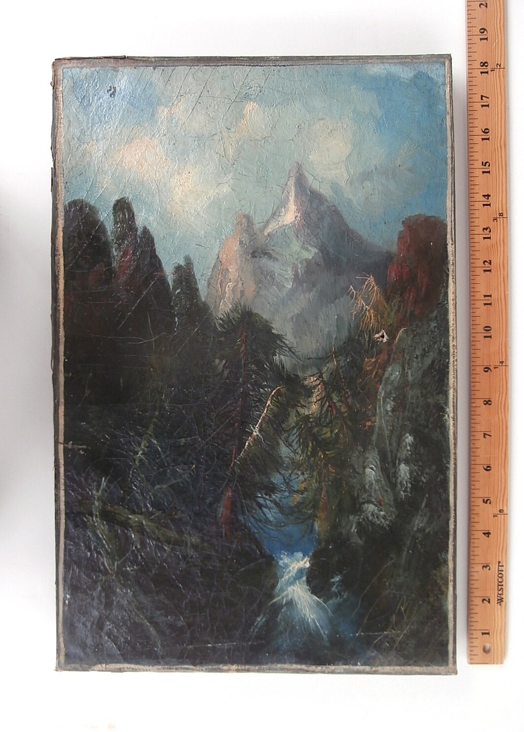 1860s Artist SIGNED «FB» 19th C. PAINTING Frederick Butman ROCKY MOUNTAIN SCHOOL