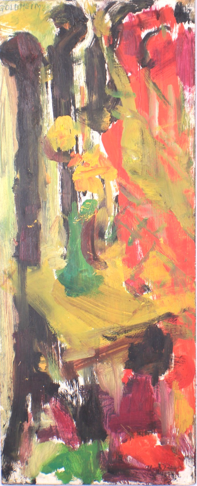 Mid Century MCM Abstract Multi Color Oil Painting Signed Goldheim 1904-2002