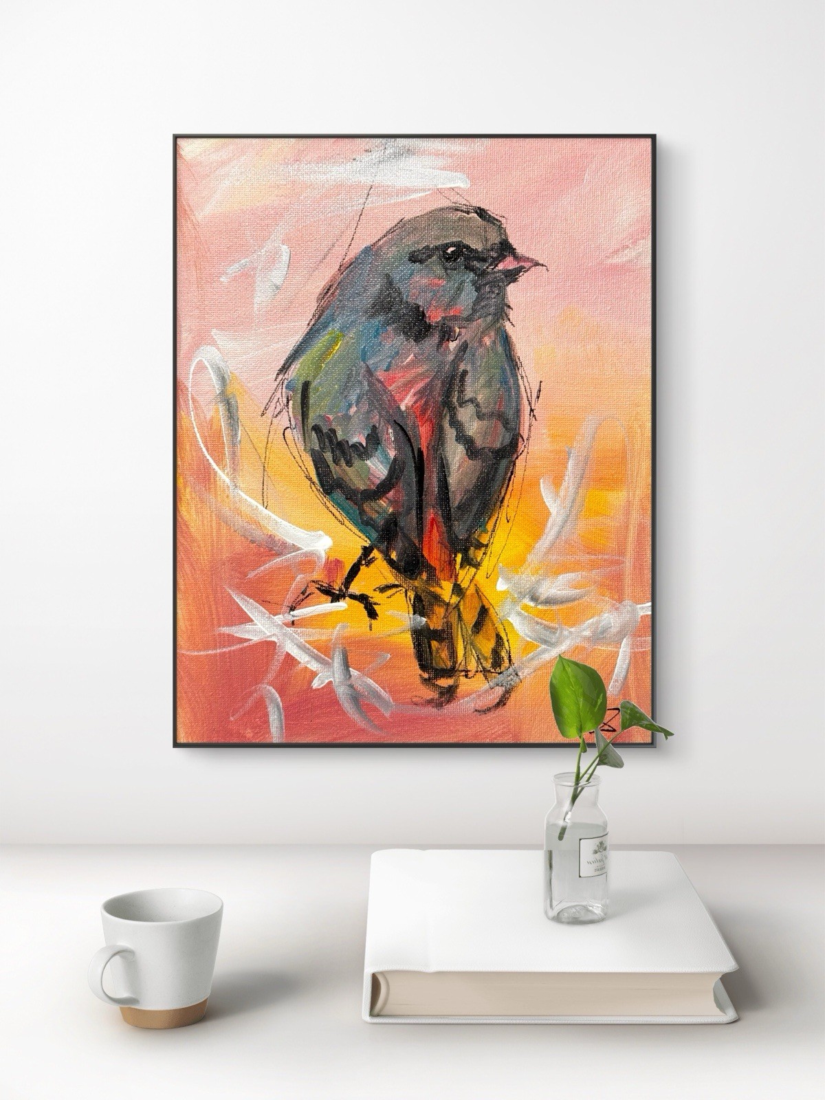 SAMATOWIC Original Abstract Bird Expressionism 8×10 Handmade Signed Fine Art 249
