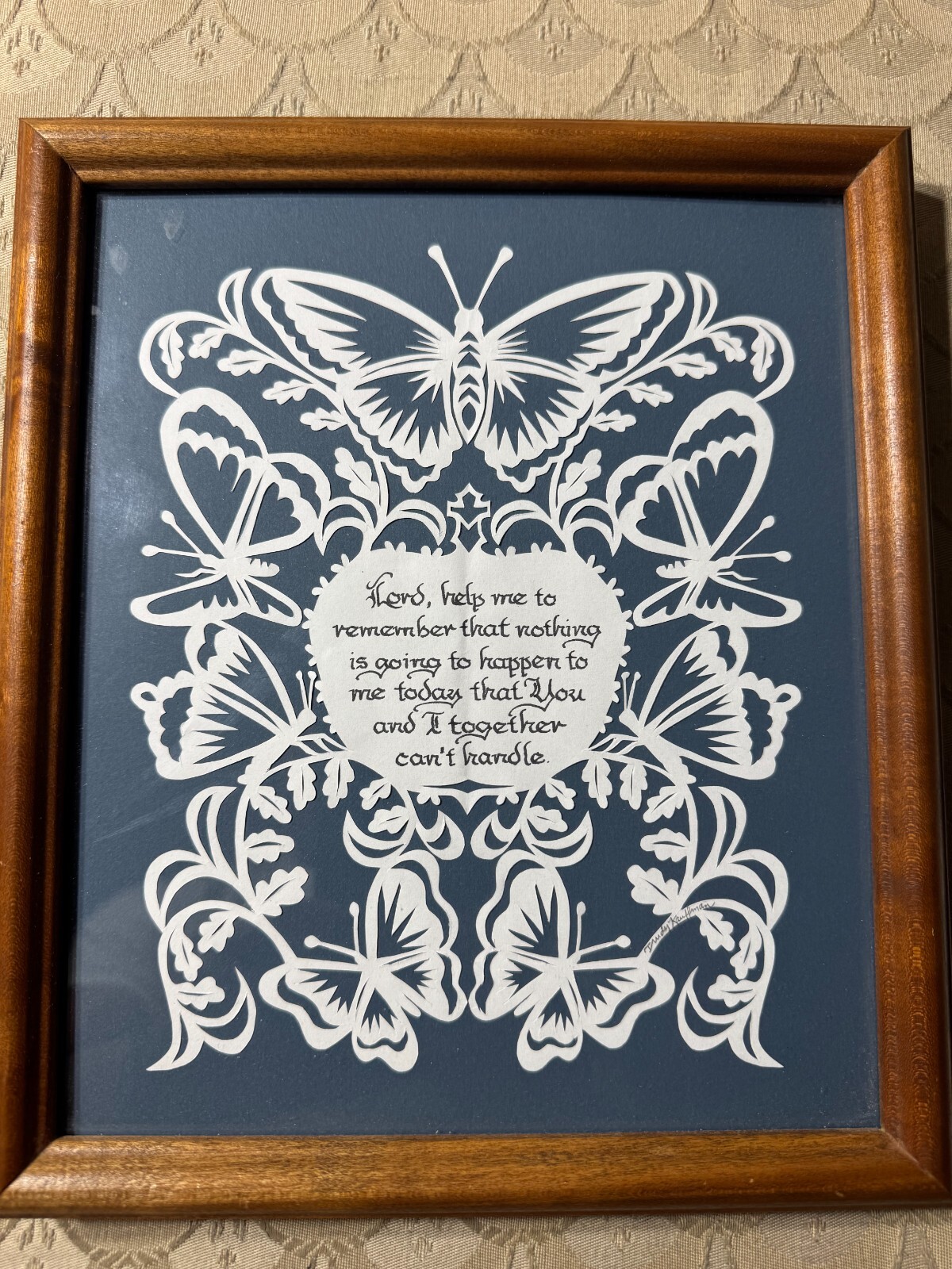 Trudy Kauffman Scherenschnitte «Lord Help Me…….» Folk Art – Signed/Framed