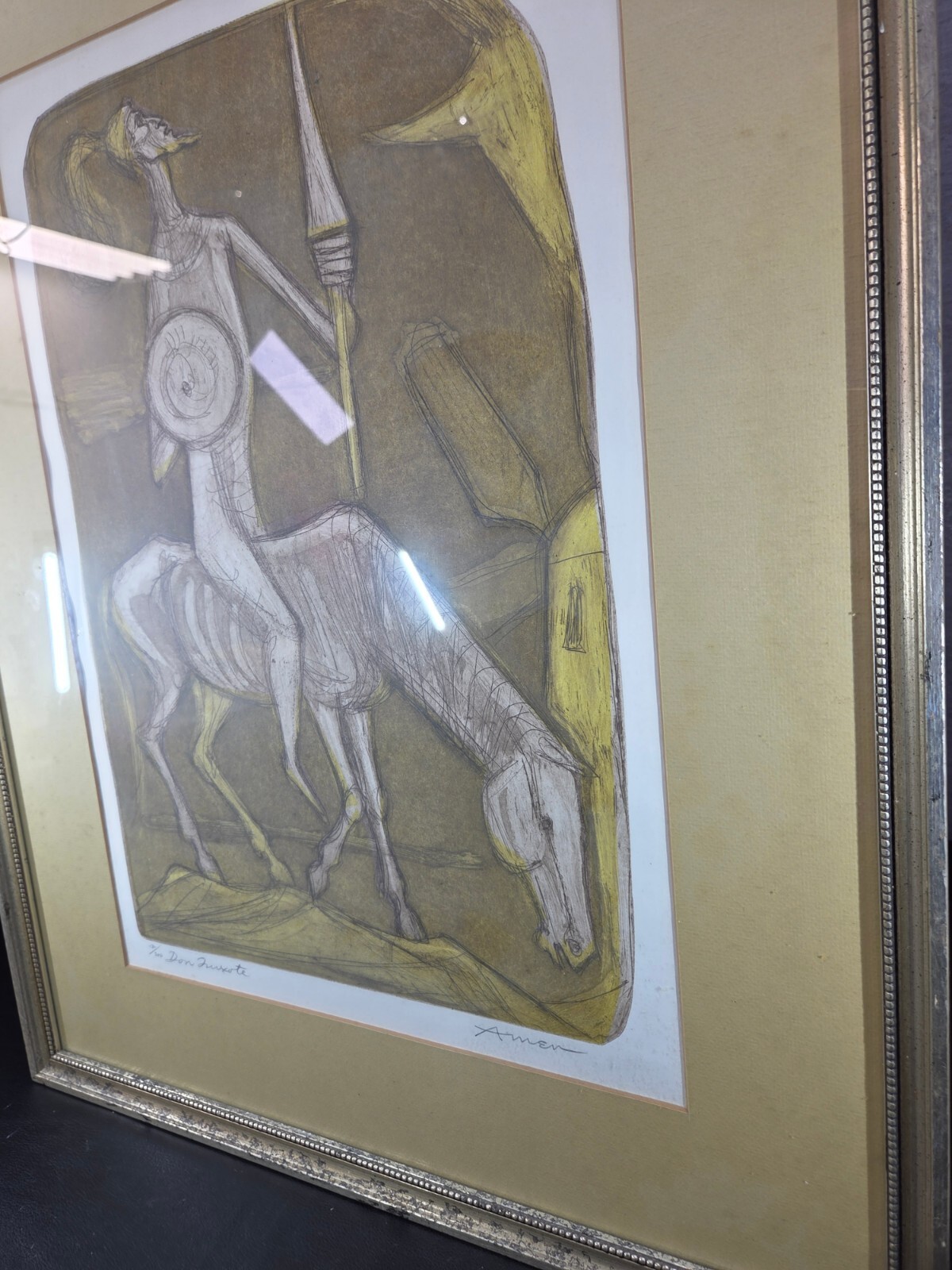 Irving Amen Don Quixote, Etching signed numbered 132/200 Framed 26×20 COA!