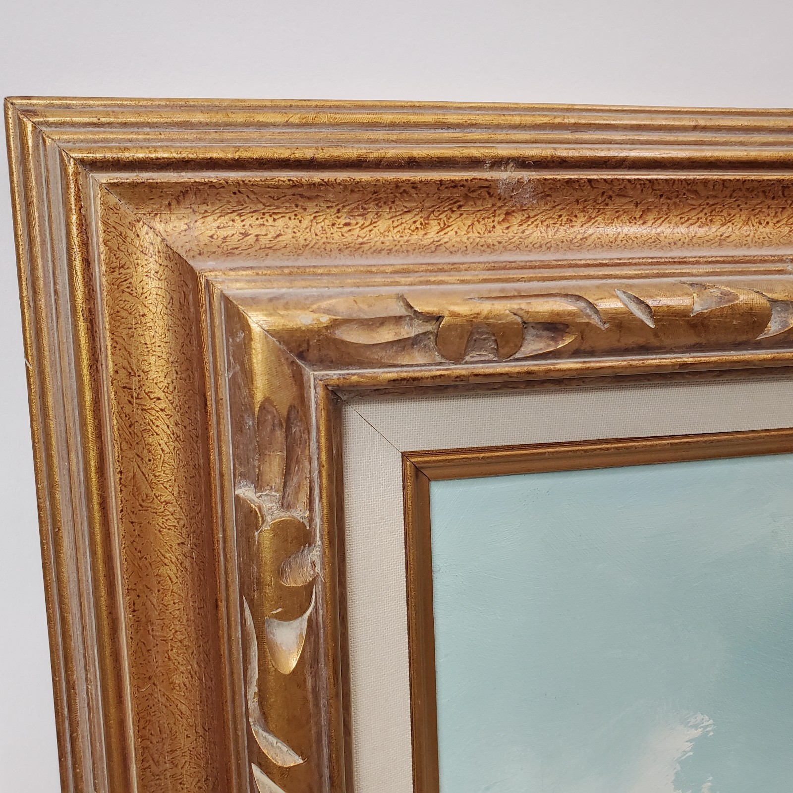 VTG Gene Ho Original Oil Painting Seascape Wave Ocean Art Framed 23.5×19.5