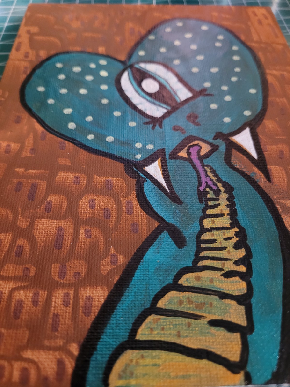 Original Painting Cobra Cyclops Derp Snake Green Death Noodle Lowbrow Art Animal