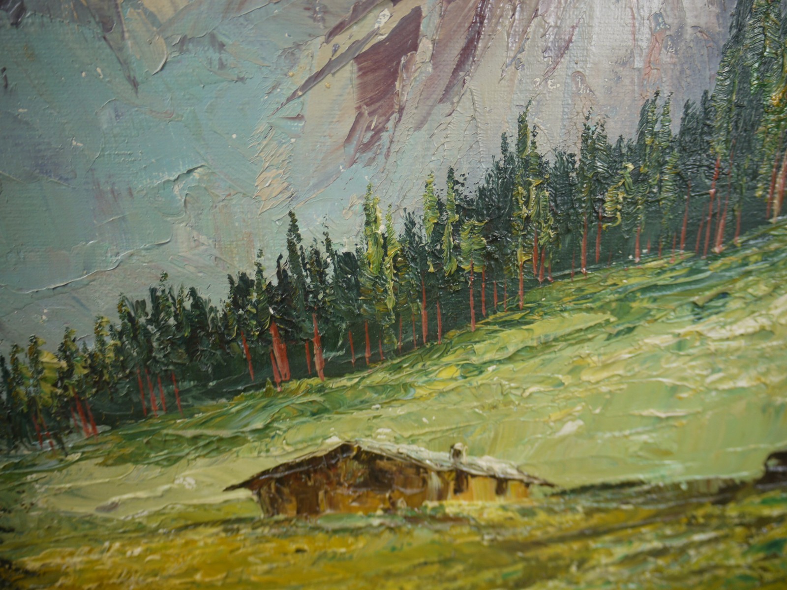 VTG Alpine Landscape OIL Painting Alps Switzerland Germany Austria ART 1950s