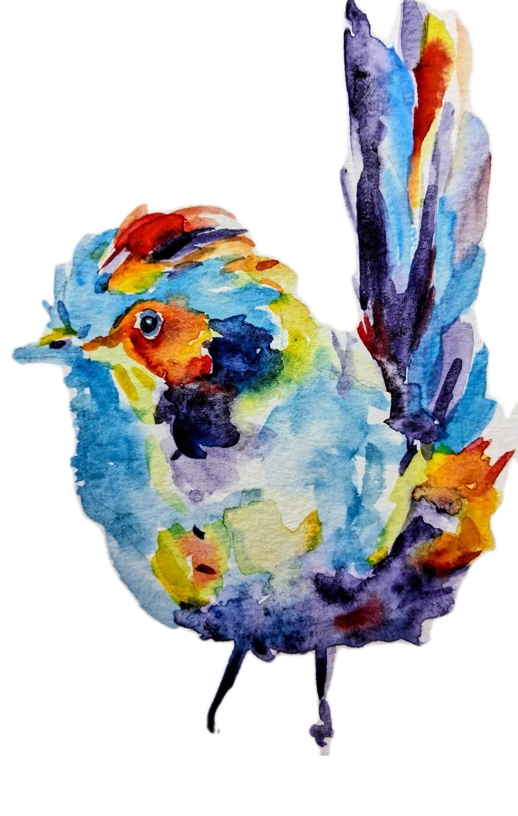 colorful blue bird Original art,watercolor Painting Signed nature lovergift 4×6