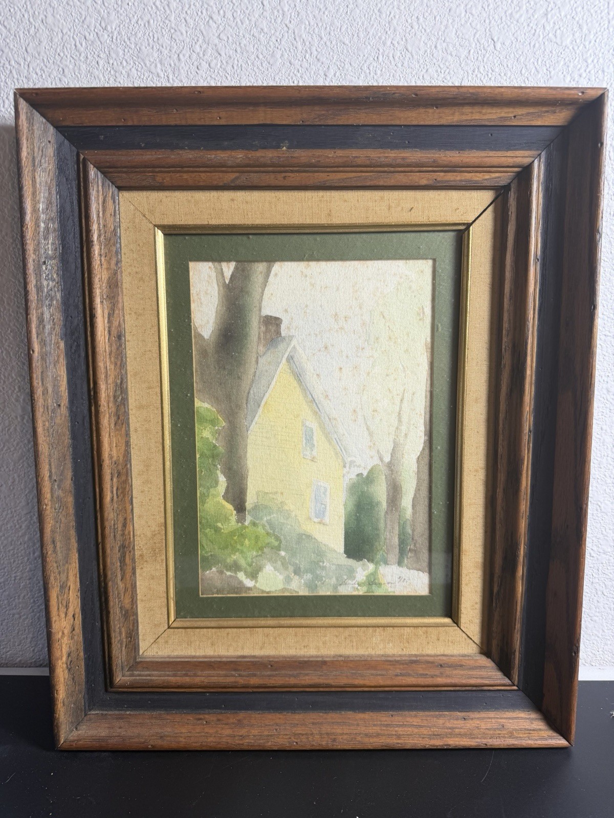 Vintage watercolor landscape painting framed Reprint 5/85 Painting Is 7”x10”