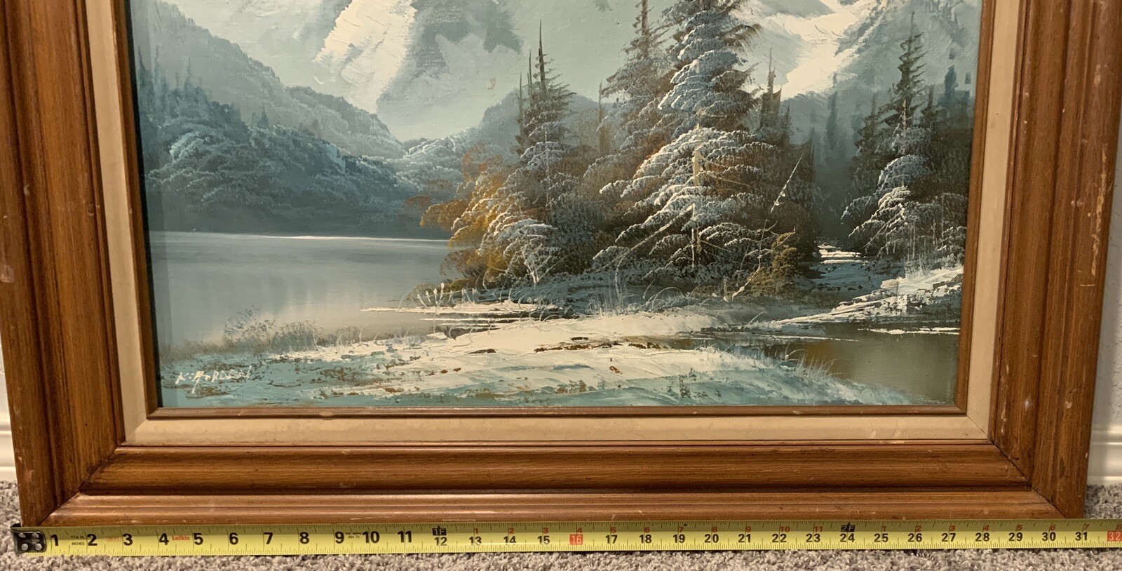 Vintage Original Signed HORDEN Mountainscape Snow Scene Oil Painting