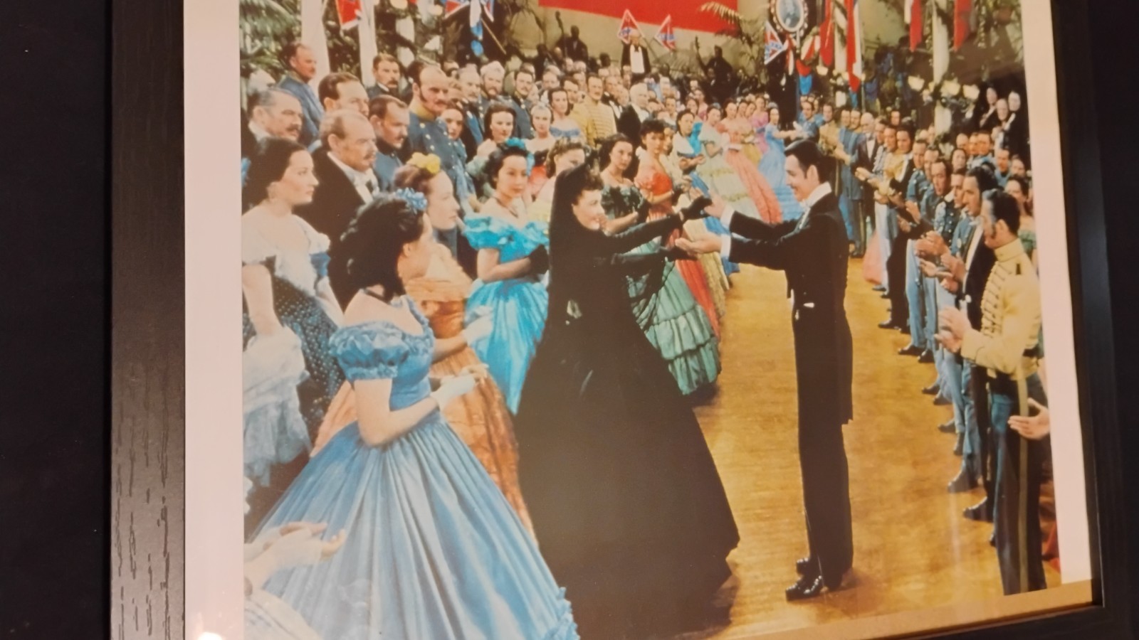 GONE WITH THE WIND FRAMED PHOTO POSTER SOUTHERN BALL RHETT AND SCARLETT DANCE