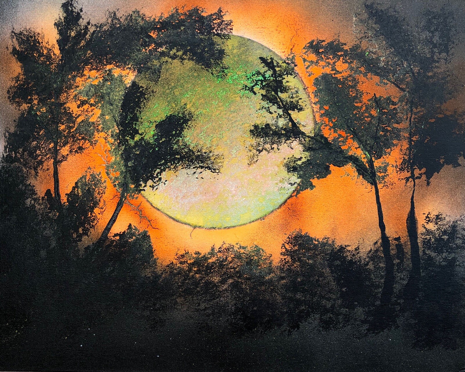 Spray Paint Art Canvas, “Harvester Of Sorrow” 16×20 Original Signed