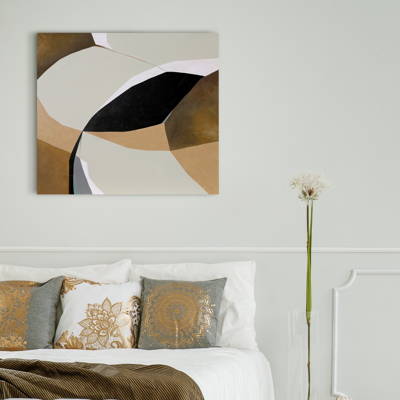 Original Painting of Geometric Composition Abstract Collage Art Terracotta
