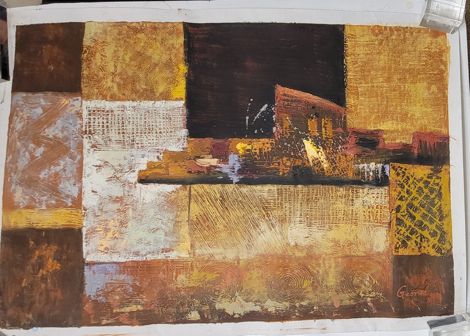 Contemporary Abstract Oil Painting Modern Art Wall Decor MultiColor brown yellow