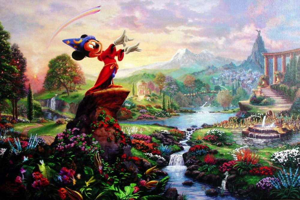 Thomas Kinkade Disney Fantasia 12×18 P/P Oil on Canvas