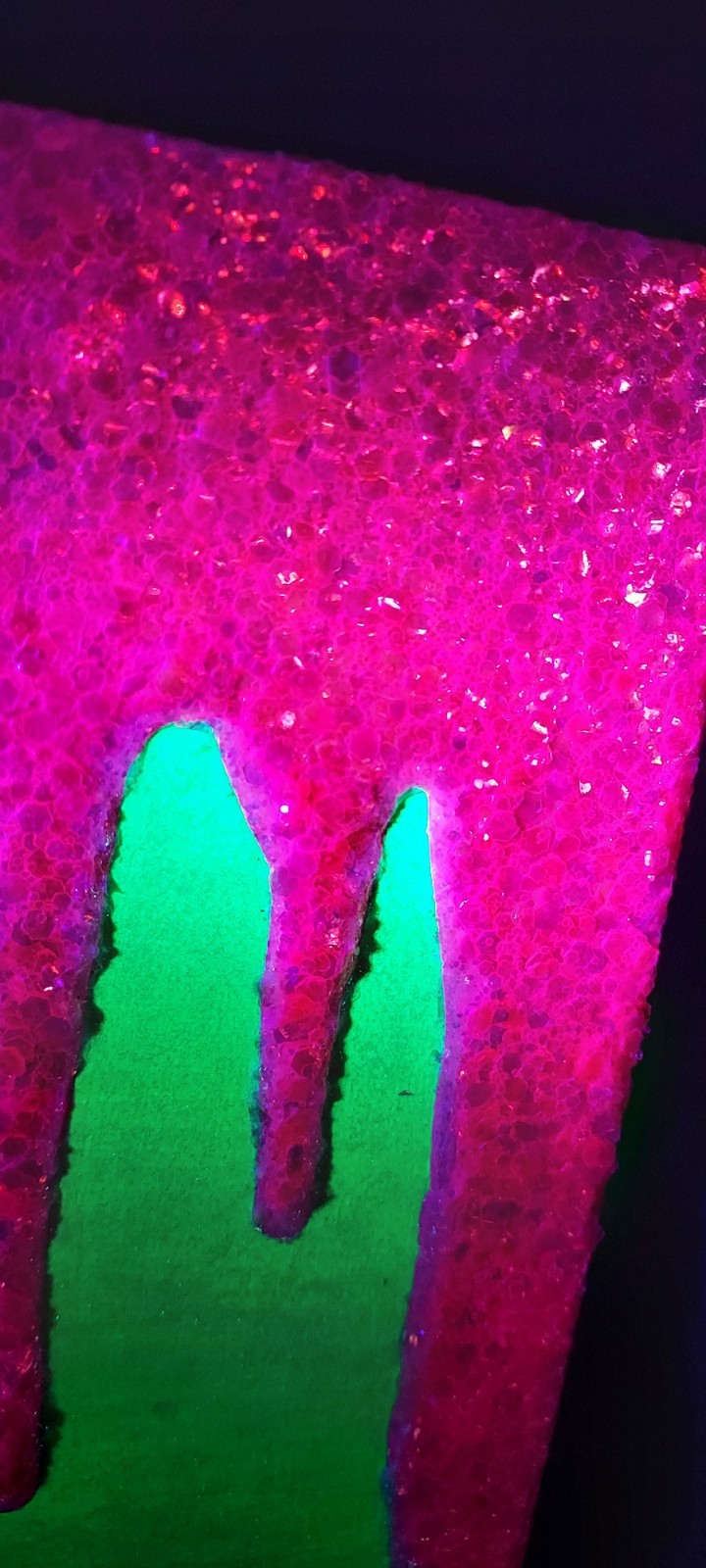 Blacklight Glow In The Dark Glitter Painting On Canvas Green WithFushia Glitter
