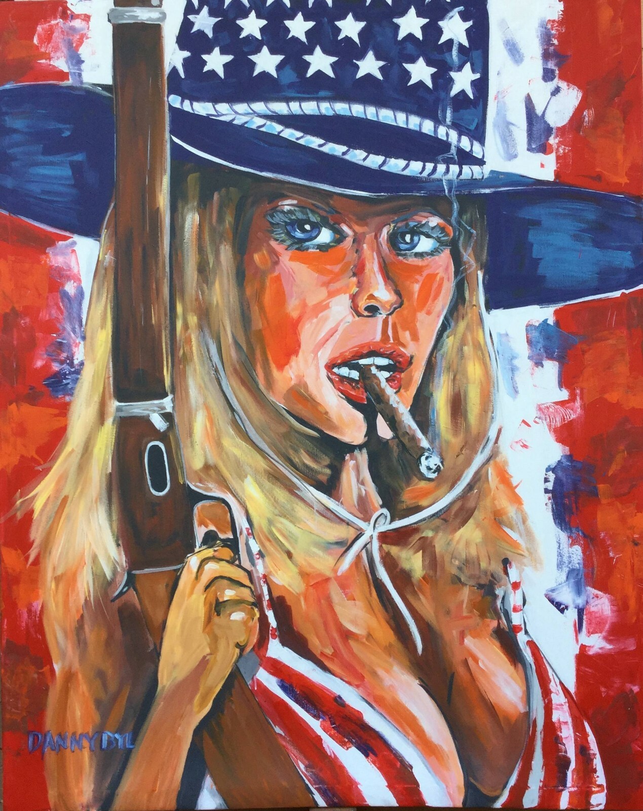 12 Large CIGAR Man Cave Whiskey & Wine Babes Original Paintings Art Dan Byl 4×5′