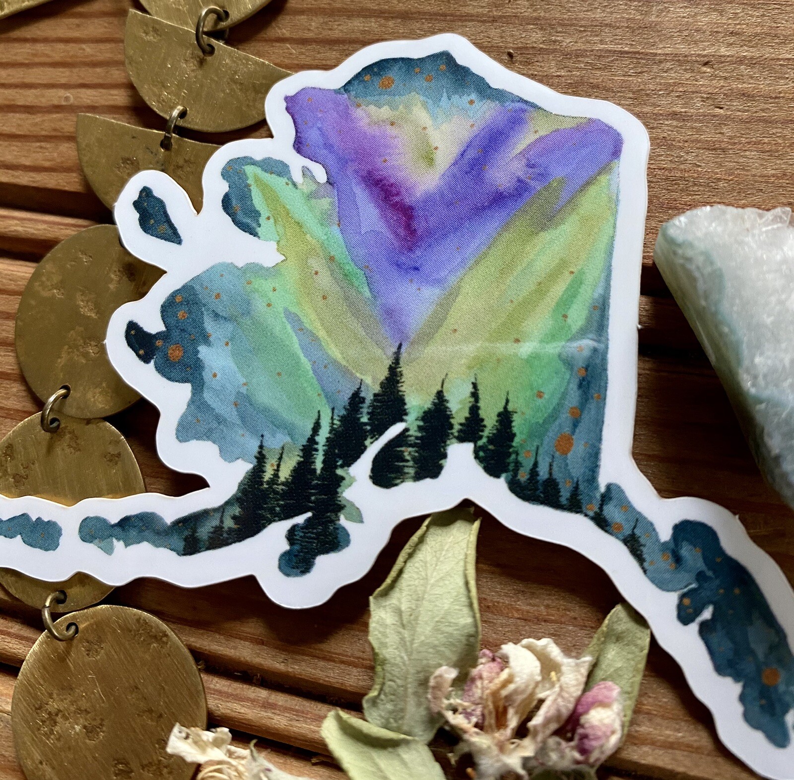 Aurora Borealis Northern Lights State Of Alaska Colorful Sticker Decal Art Gift