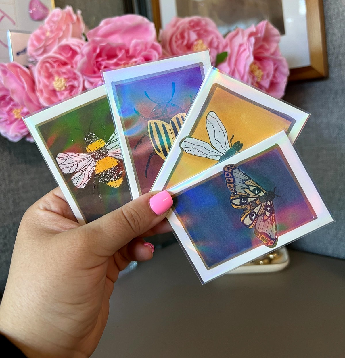 ACEO Original, Abstract Dragonfly, Miniature Whimsical Painting