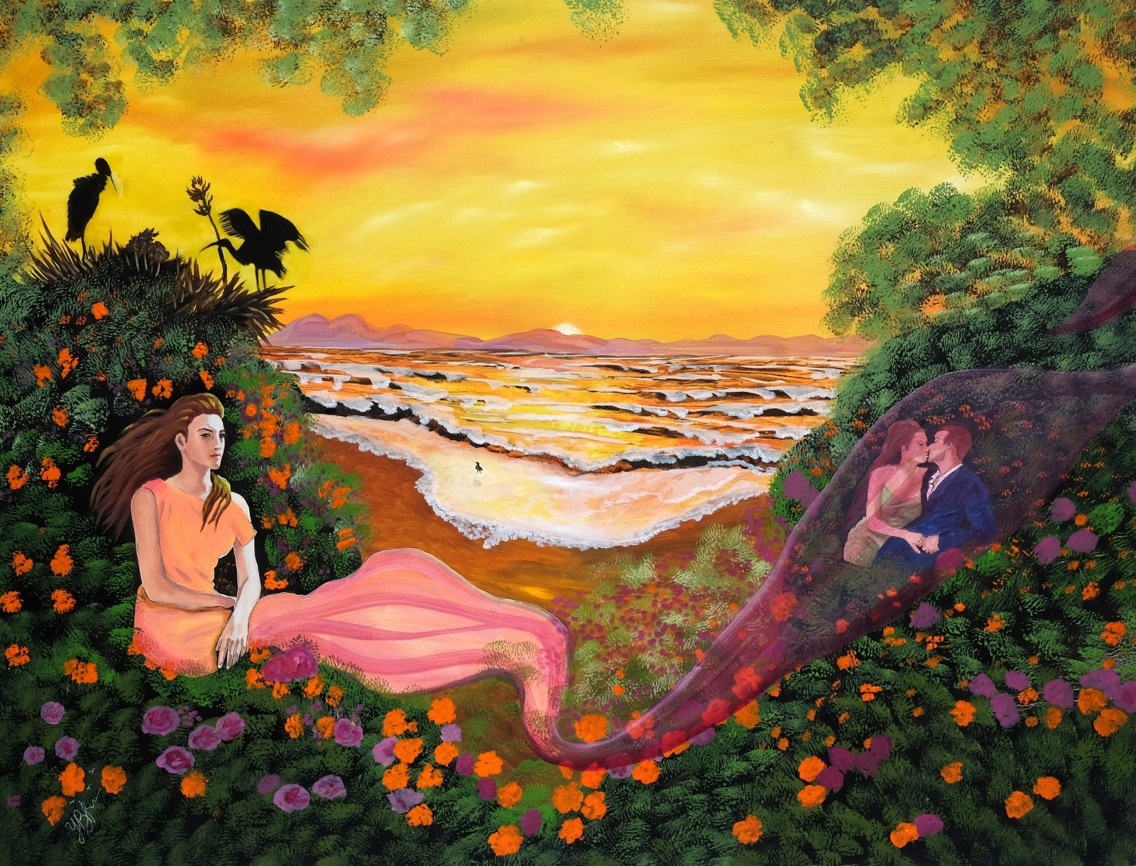 Art, Painting , «Secret» – Giclee on Canvas 22″x 29″ by Yelena Berzon