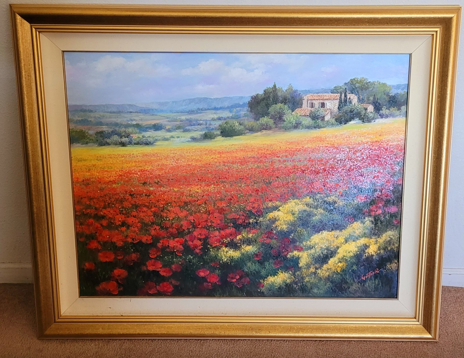 Paul Guy Gantner – Vibrant Poppy Field Landscape with Stone Villa (GANTN-0163)”