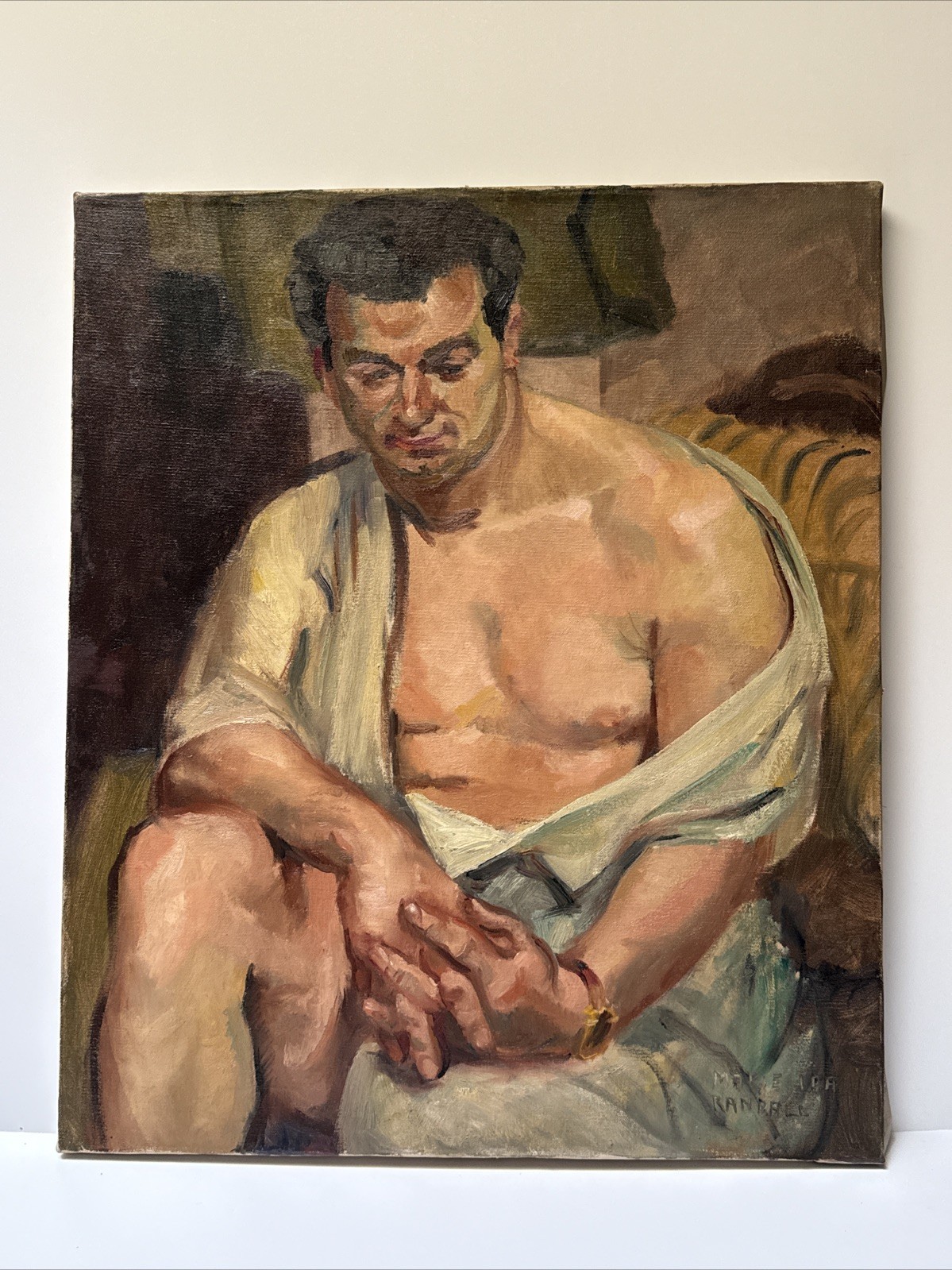 ANTIQUE PAINTING MAN MEN PORTRAIT IRA MARIE RANDALL 20 BY 24 INCHES OIL LISTED
