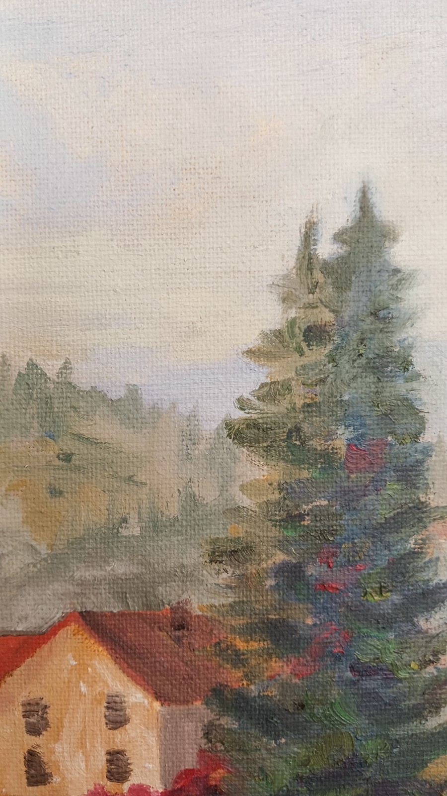 House by the River ORIGINAL Oil Painting Vintage Forest Country 11″x14″