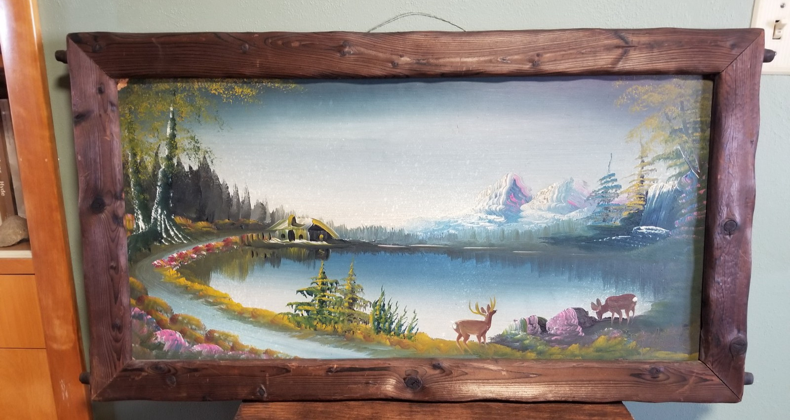 Vintage Burnette G Pletan Original Signed & Framed Painting Landscape 16″ x 32″