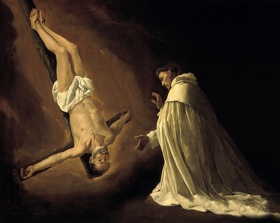 Oil painting the apparition of the apostle st peter to st peter of nolasco