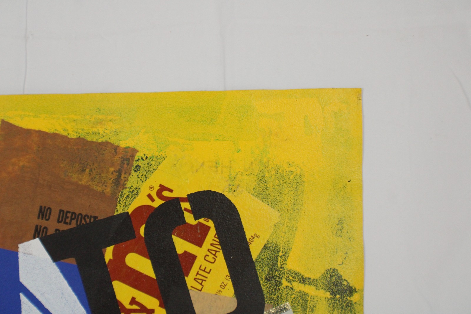 Mid Century Collage Abstract Style Oil Painting On Canvas Signed Jon Henry