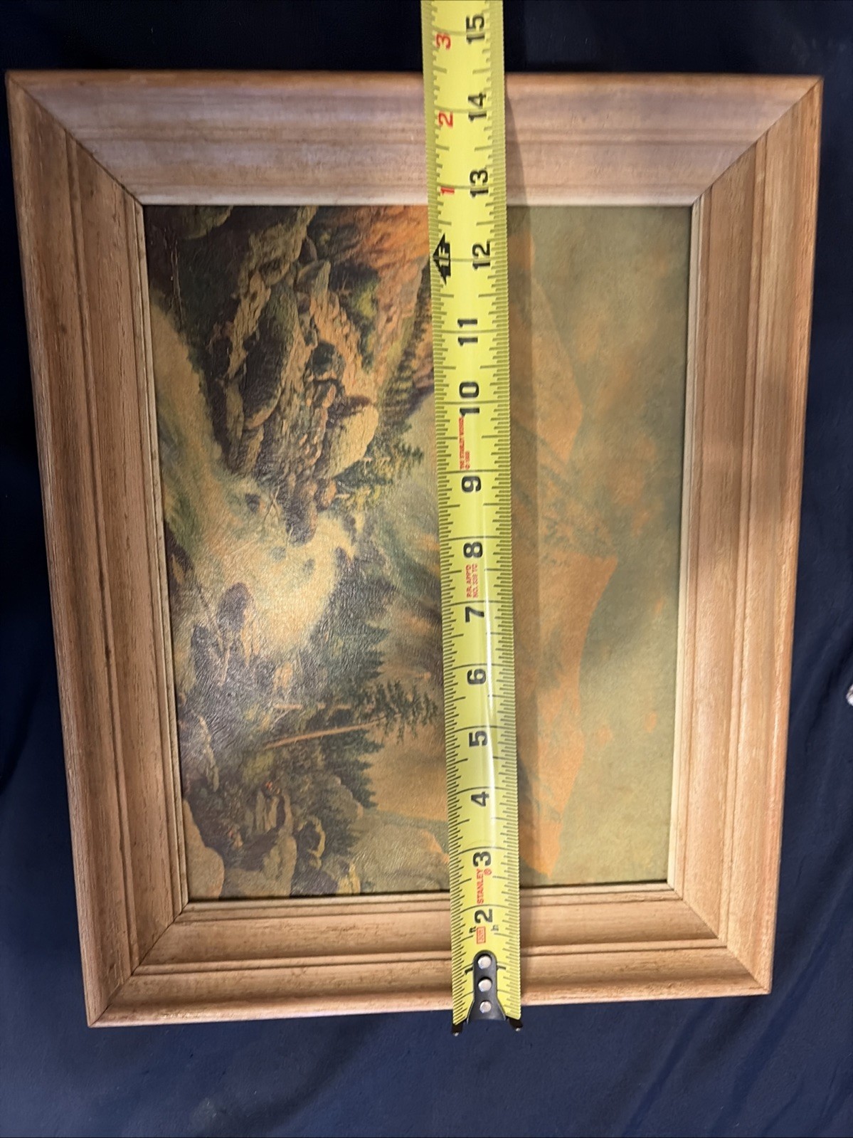 Vintage Art. Stream Landscape And Mountains. Not A Painting