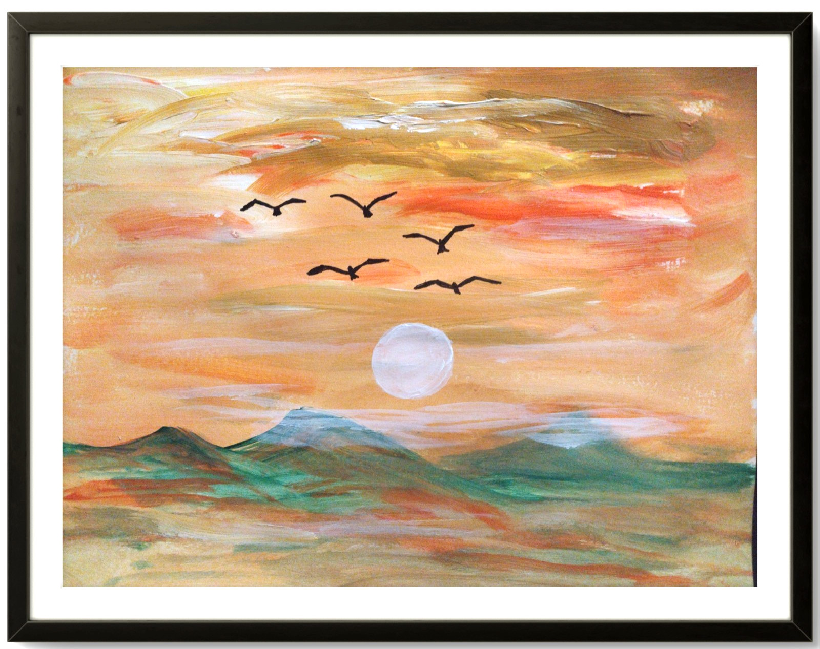 Home Decor Original 11×14 Sunset Landscape Wall Art Acrylic Impressionist Paper