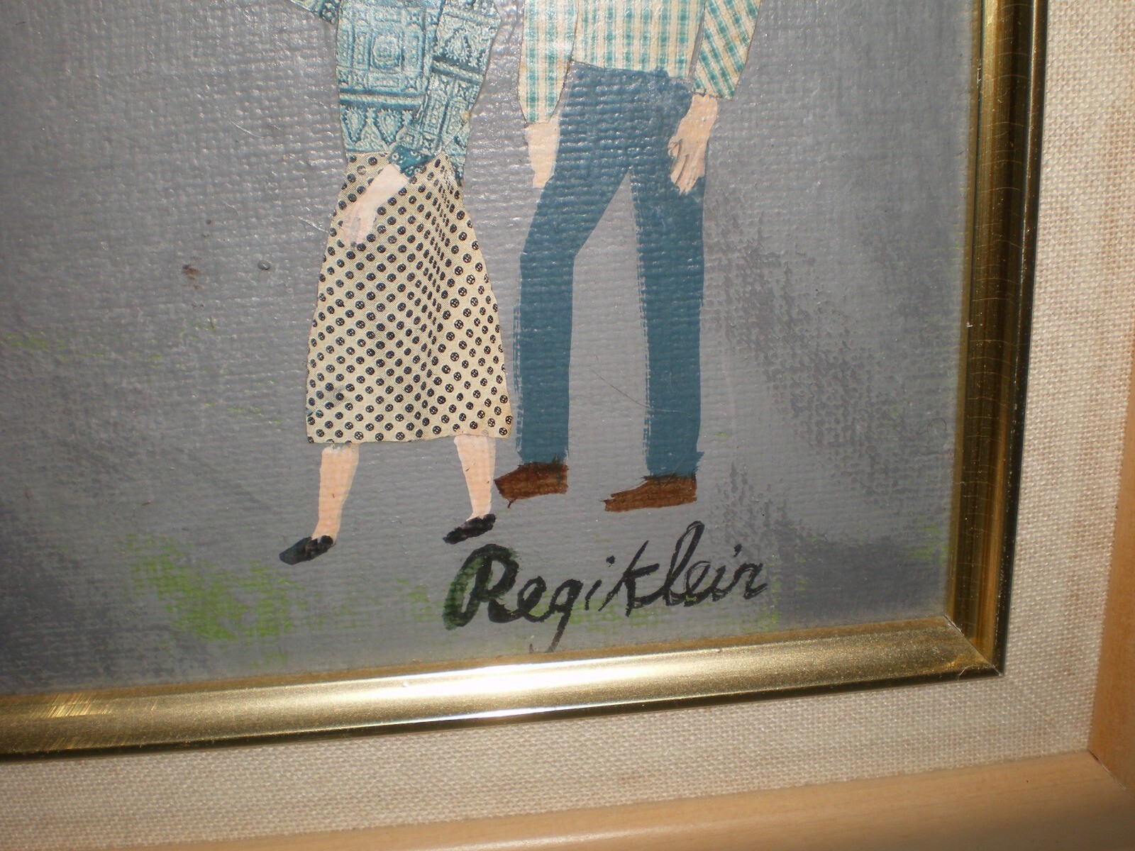 RARE Regina Regi Klein NY Artist Mix Media Oil Paper Collage Original Painting