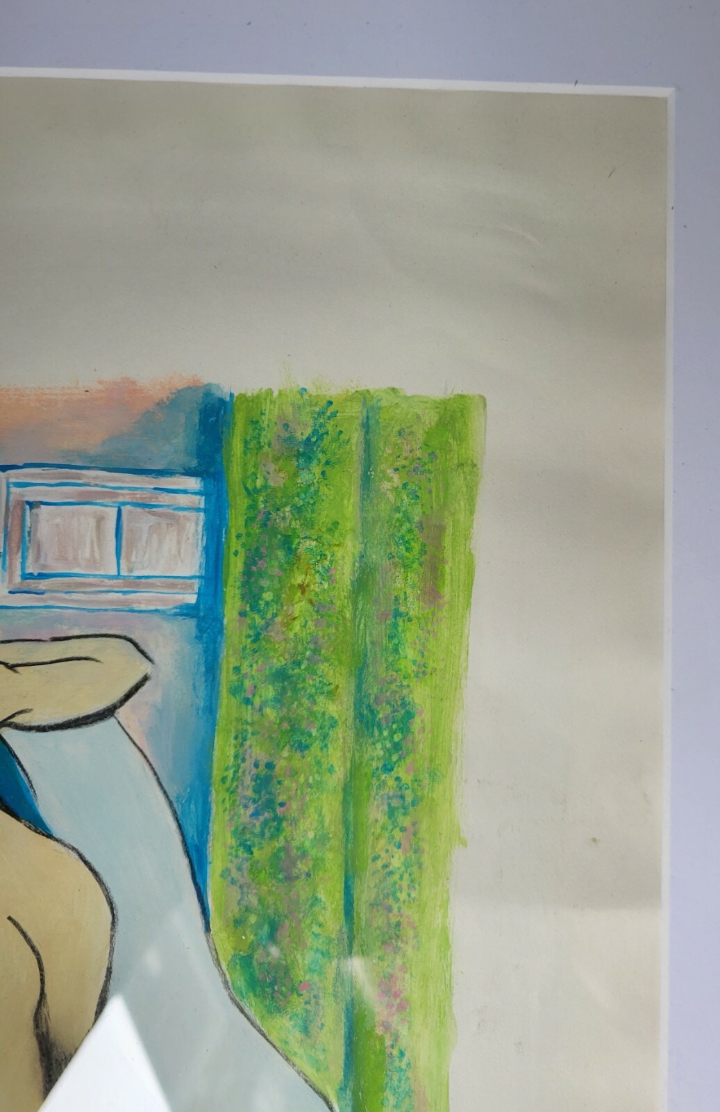 Painting After S. Valadon After the Bath Mixed Media on Paper 8.5×13″ Framed