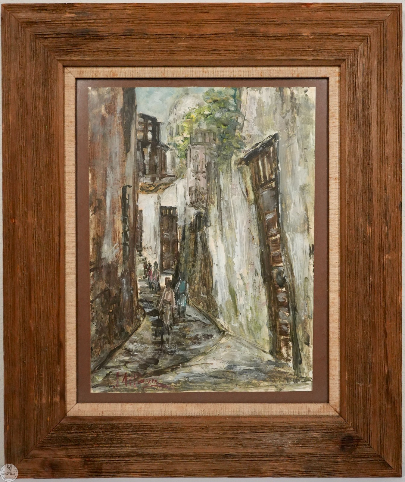 Vintage Original Impressionist Cityscape Oil Painting «Echoes of An Old Street»