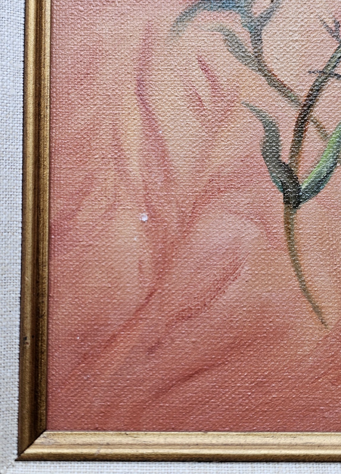 Mid Century Oil Painting HUMMINGBIRDS INDIAN PAINTBRUSH Flowers, MCM ART FRAMED